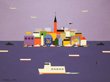 KG Nilsons målning Dream city, olja på duk.