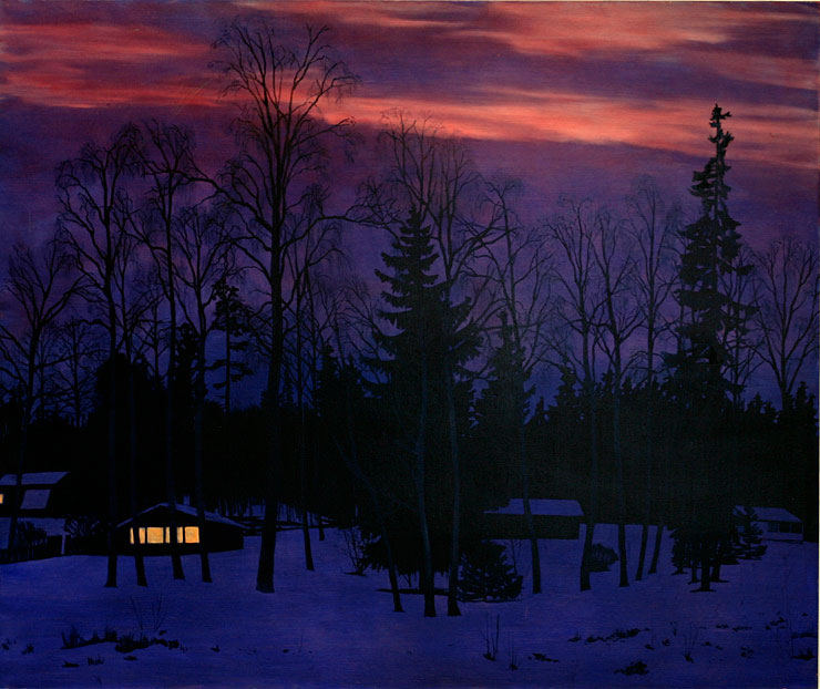 Målning Vinter i paradiset av Peter Ern.