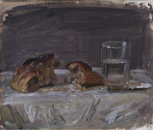 Målningen Bröd, salt och vatten av Alvar Jansson - Kllicka för förstoring.
