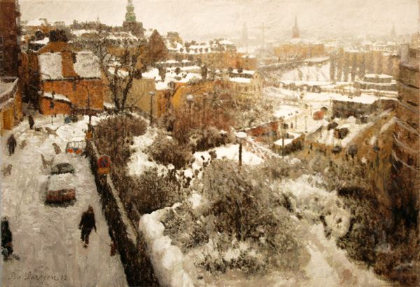 Bo Larssons m&aring;lning Klevgr&auml;nd, vinter.