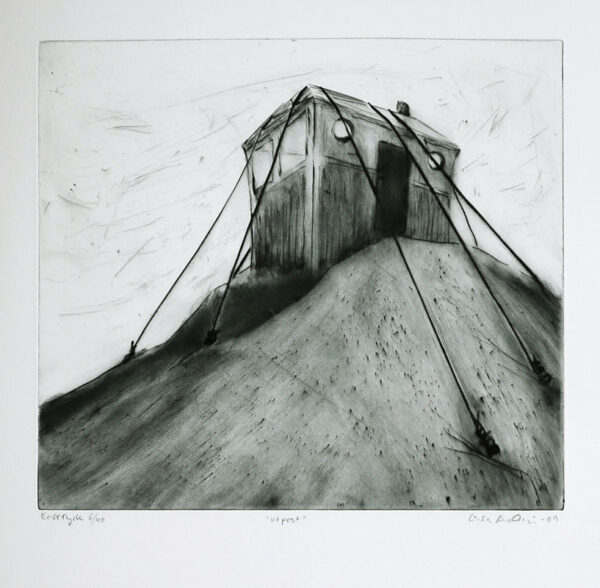 Outpost - Drypoint by Lisa Andrén.