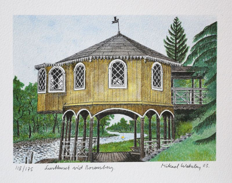 The Gazebo at Borensberg - Lithograph by Mikael Wahrby
