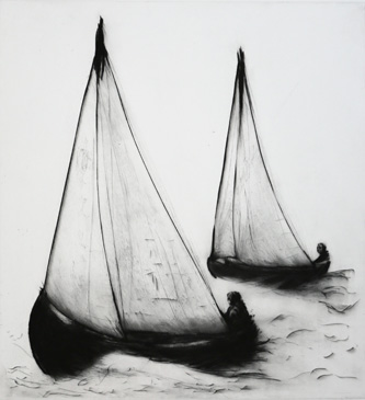 Voyage for Two - Drypoint by Lisa Andrén.