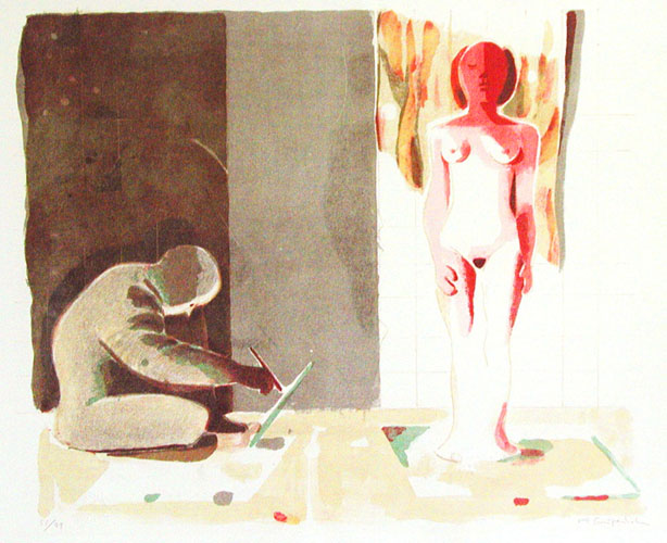 The Artist and the Model - Lithograph by Ulf Gripenholm.