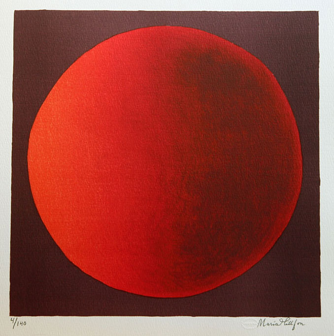 Litografi Röd planet av Maria Hillfon.