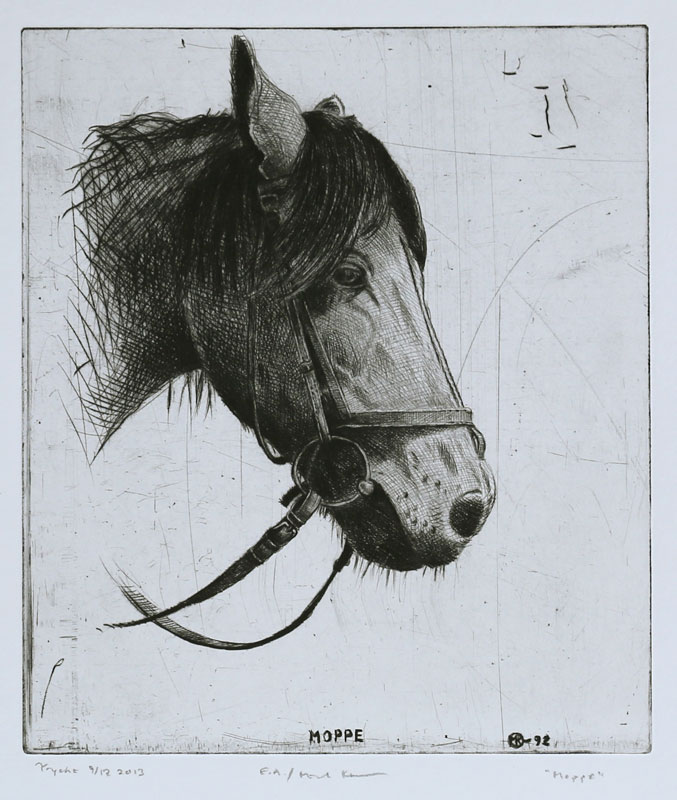 The Horse Moppe - Drypoint by Mikael Kihlman.