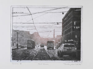 Thinking about Helsinki - Drypoint, Chine collé by Mikael Kihlman.