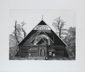 The Biological Museum in Stockholm - Etching by Mikael Wahrby
