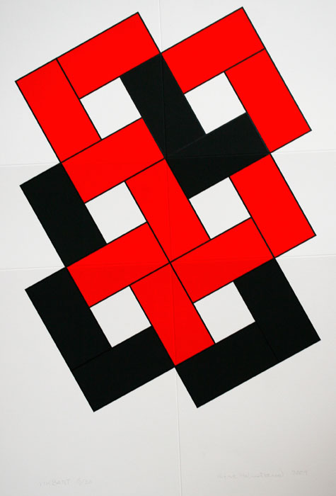 Serigrafi Vikbart röd av Cajsa Holmstrand.