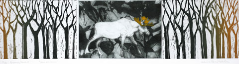 Stem and Crown - Photogravure/Linocut by Catharina Warme Hellström.