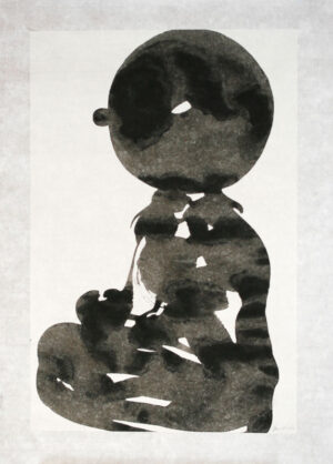 Seated Boy II - Painting, indian ink by Dan Wirén.