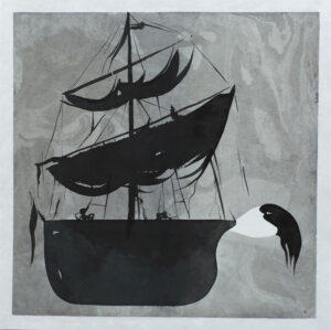 Ship - Painting, indian ink by Dan Wirén.