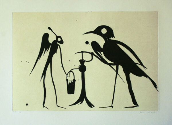 At the Pump - Aquatint Etching by Dan Wirén.