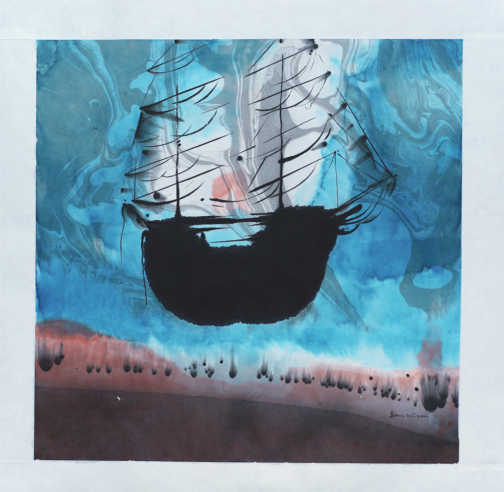 Votive ship - Painting, indian ink by Dan Wirén.