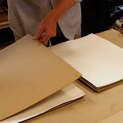 .. and thick cardboard sheets for drying.