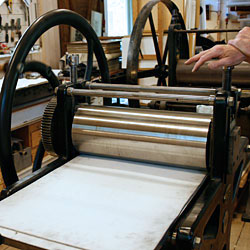 The printing press is being prepared.