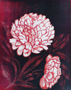 Peony - Woodcut by Peter Ern.