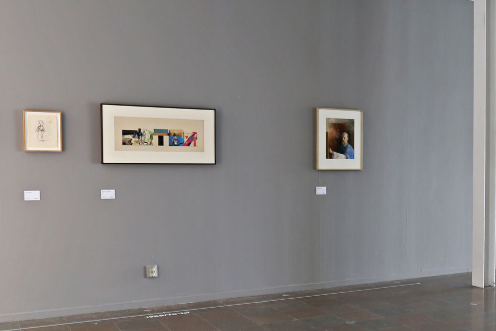 Tre konstverk av John E Franzén - Texas Rose 1964, Hojar och bågfolk 1967 och Självporträtt 1973-1974.