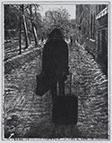 Travel home - Travel away, drypoint by Mikael Kihlman