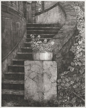 Staircase to Laura - drypoint by Mikael Kihlman.