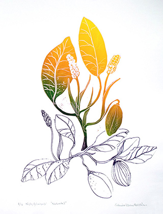 Foliage 1 - Linocut/Serigraph by Catharina Warme