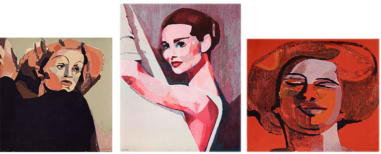 Prints in limited edition by Cecilia Sikström – Marlene I, Audrey och Red Edith